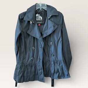 G.E.T Equipment General Technique Black Jacket Belt Pockets Rayon Nylon XS Y2K